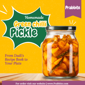 Homemade Stuffed Green Chili Pickle (Bharwa Hari Mirch Achar)